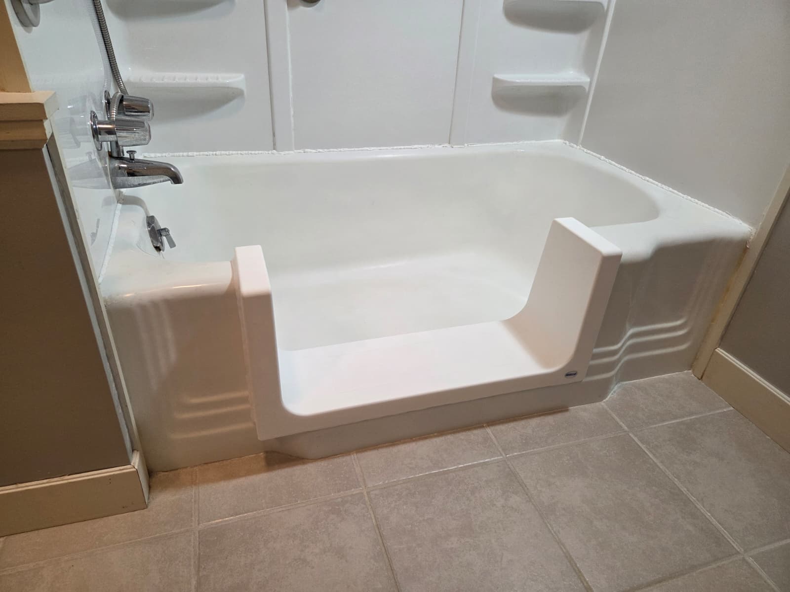 Completed walk-in shower conversion